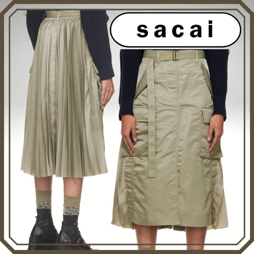 ◇関税込◇＊sacai＊ナイロン ツイル バックプリーツ スカート (sacai