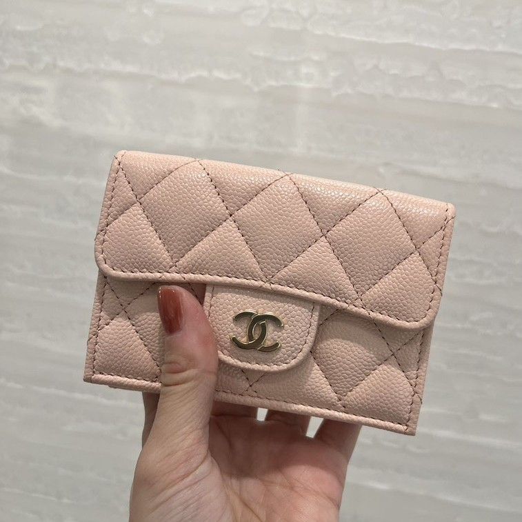 CHANEL】CHANEL 三つ折りコンパクトウォレット ピンク (CHANEL