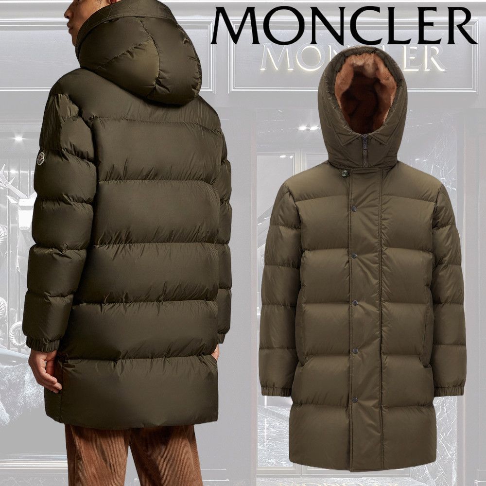 MONCLER】Alagonロングダウンジャケット ロゴ ナイロン フード