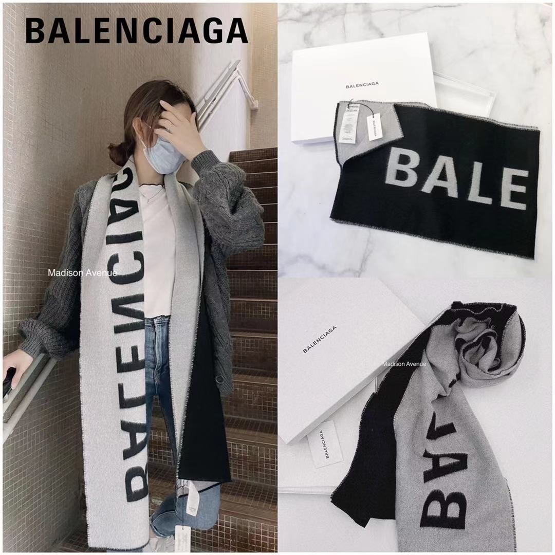 BALENCIAGA- LOGO SCARF ロゴ ウール マフラー (BALENCIAGA/スカーフ