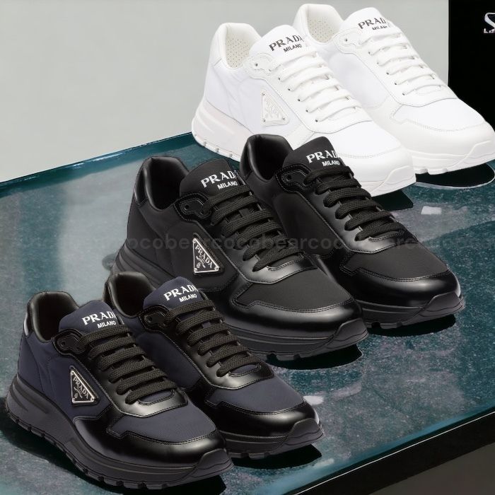 ☆PRADA☆ プラダRe-Nylon xブラッシュドレザー スニーカー (PRADA