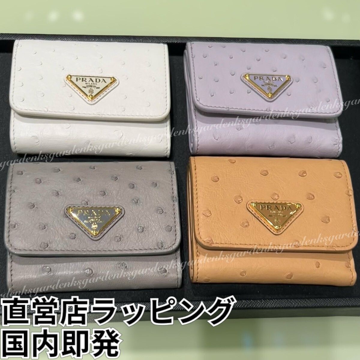 希少！限定！すぐ届く！PRADA オーストリッチ 折りたたみ財布 (PRADA