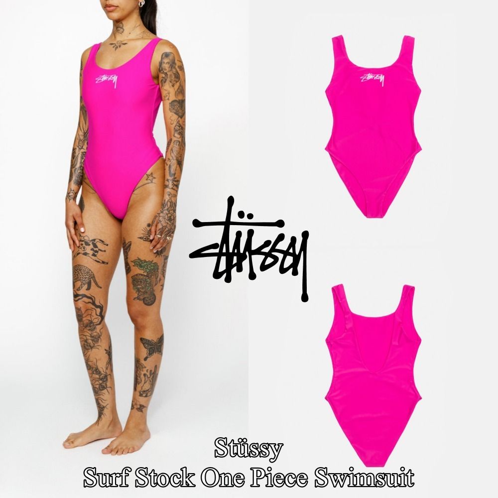 Stussy』Surf Stock One Piece Swimsuit☆Magenta☆High Cut☆ (STUSSY