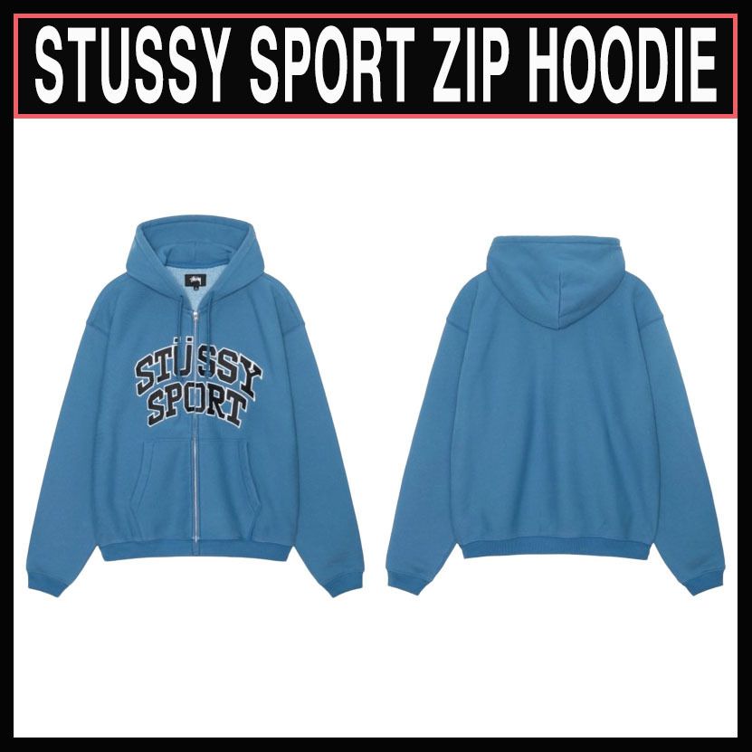 人気 ☆STUSSY☆ SPORT ZIP HOODIE WASHED BLUE (STUSSY/パーカー