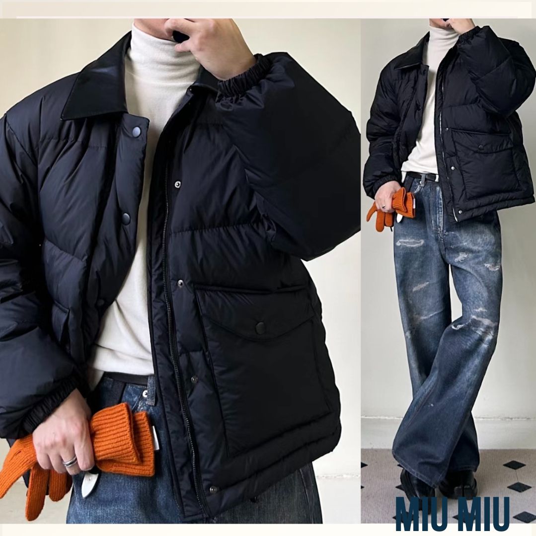 OUR's深水光太さん着用《MiuMiu》レザー襟ダウンジャケット (MiuMiu