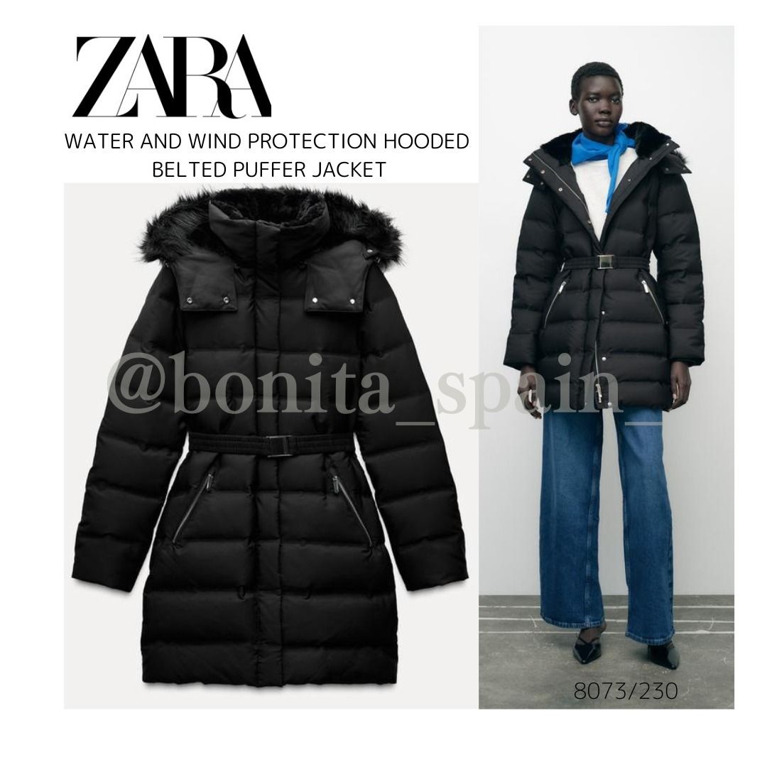 ZARA】防水防風フード付きベルト付きダウンジャケット8073/230 (ZARA