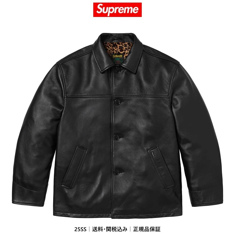 Supreme x Schott】Leather Car Coat Black - 25SS (Supreme/レザー