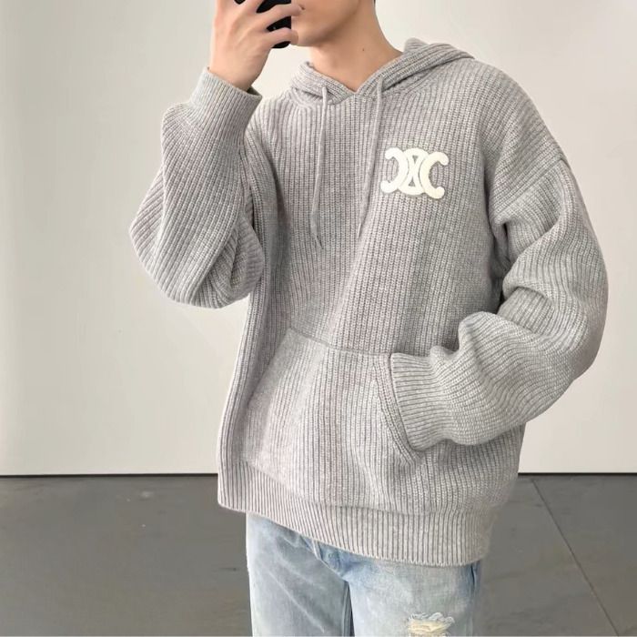 ♥『CELINE』セリーヌリブウールのフード付きセーター (CELINE/ニット