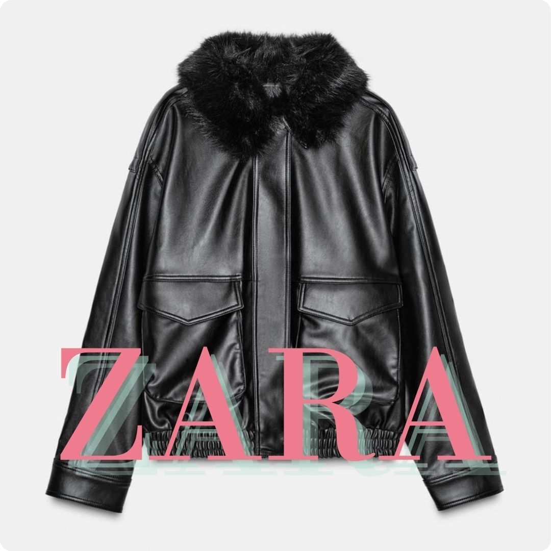 ZARA 取り外し可能なフェイクファー襟付きジャケット 4341/781 (ZARA