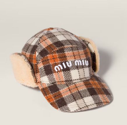 冬に♪ ミュウミュウ キャップ 帽子 チェック柄 フリース素材 (MiuMiu