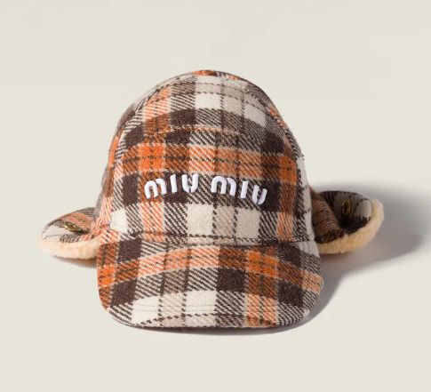 冬に♪ ミュウミュウ キャップ 帽子 チェック柄 フリース素材 (MiuMiu