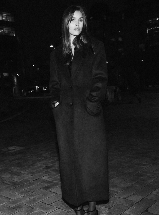 ZARA エクストラロングウールブレンドコート ブラック 数量限定 (ZARA