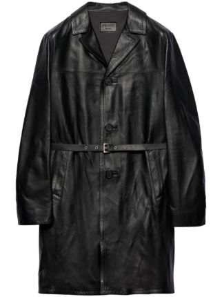 Prada レザーコート | ブラック | FARFETCH JP