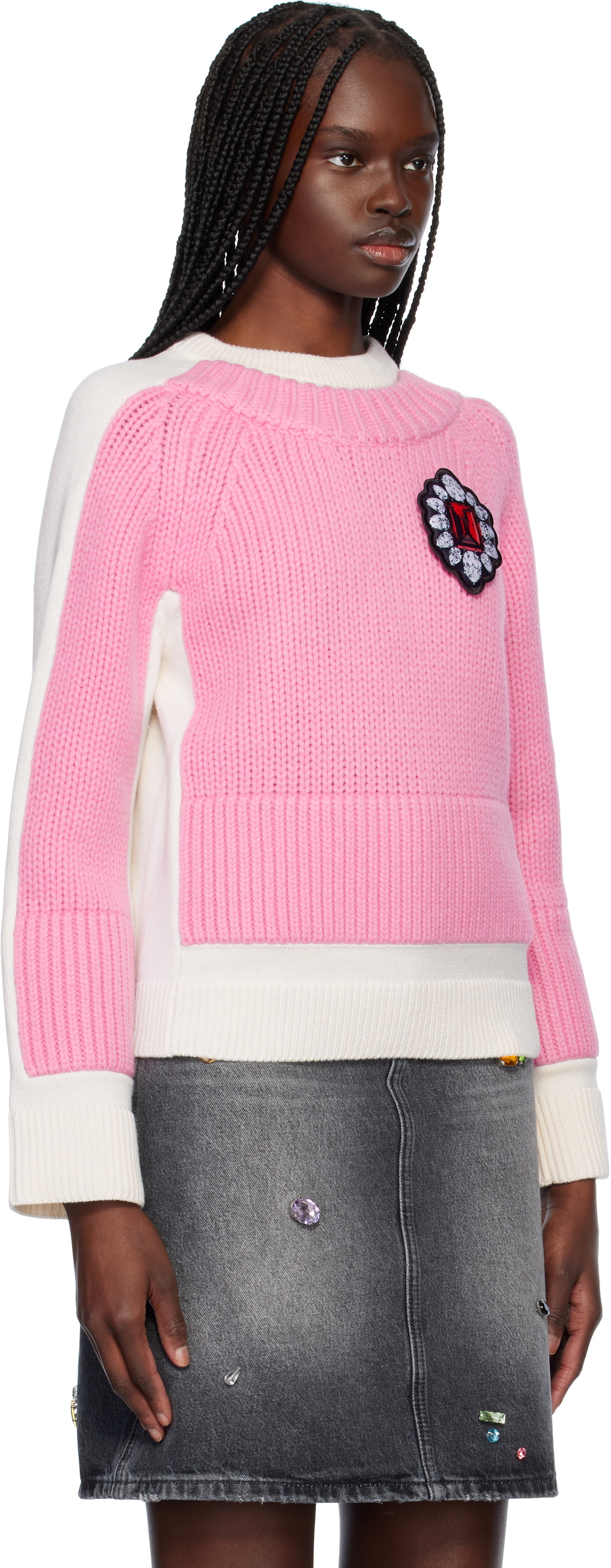 Marc Jacobs Off-White & Pink Trompe L'oeil Sweater Marc Jacobs