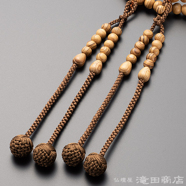 真言宗用本式数珠【男性用】 不動真言彫り 屋久杉 尺2【数珠袋付き