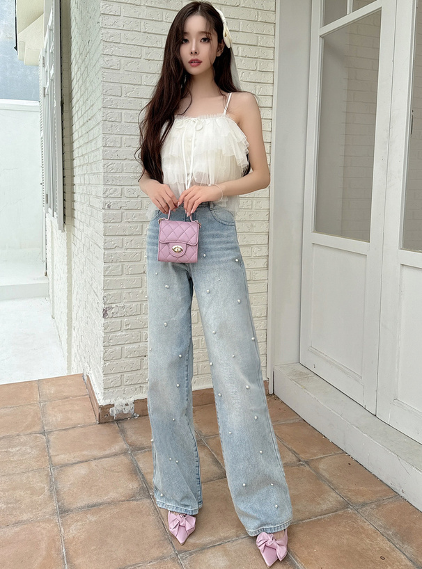 フリージア パールストレートデニムパンツ[cu457] | レディース