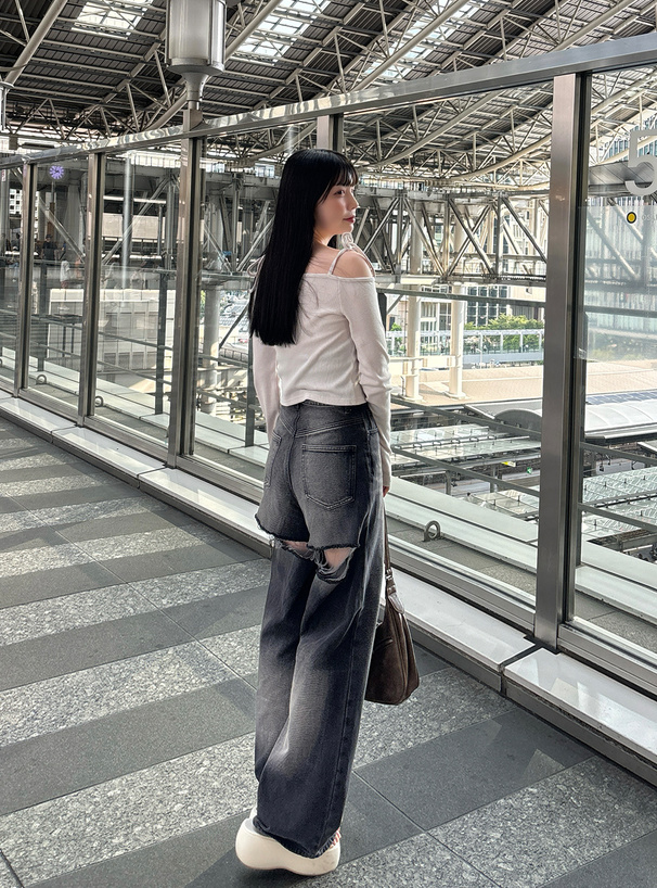 バックカッティングデニムパンツ[cu459] | レディースファッション通販