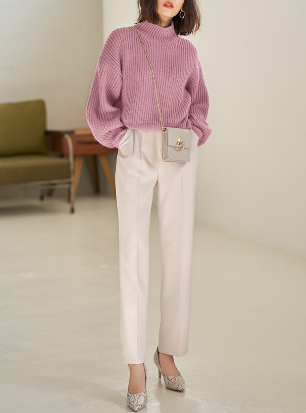 ボリュームスリーブハイネックニットトップス[an966] | レディース