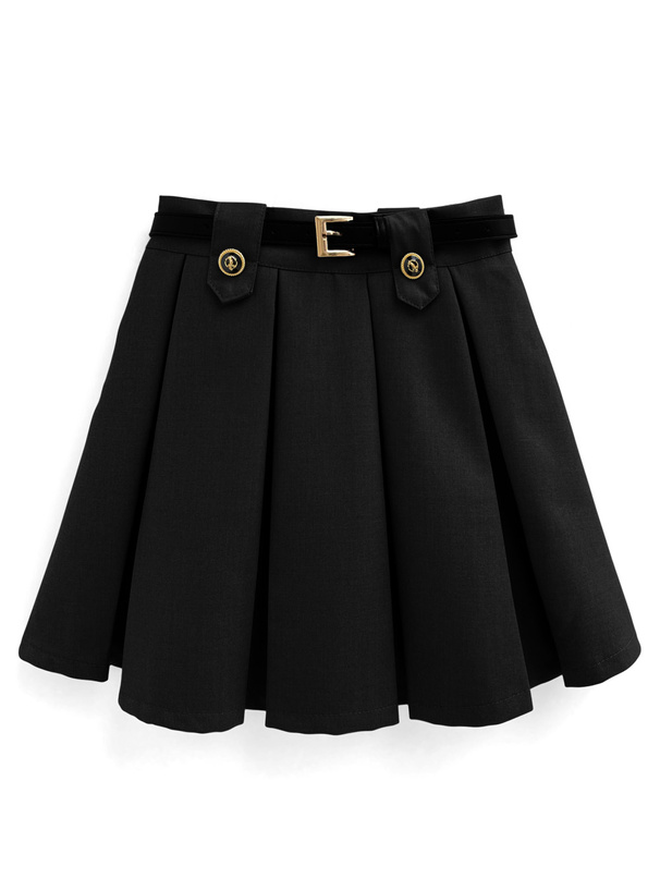 ベルトインパン裏地付きプリーツボタンミニスカート[ac2384