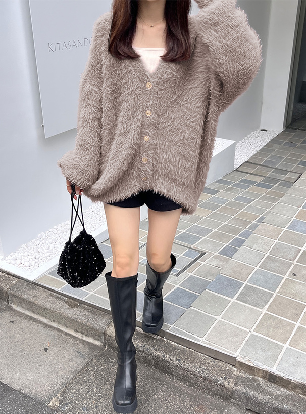 シャギーニットロングカーディガン[fo1817] | レディースファッション