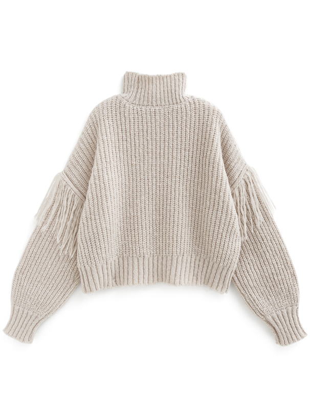 フリンジケーブル編みハイネックニットトップス[kz641] | レディース