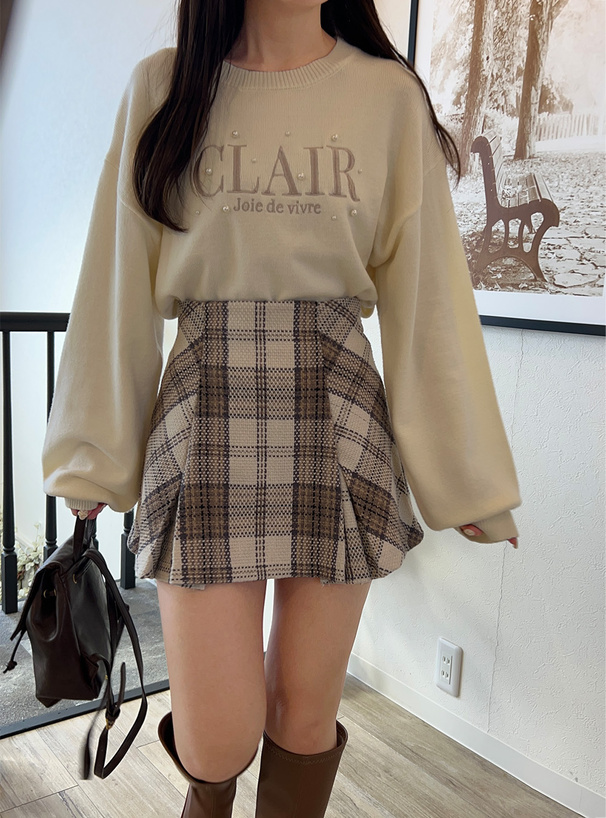 インパン裏地付きチェック柄プリーツスカート[tu963] | レディース