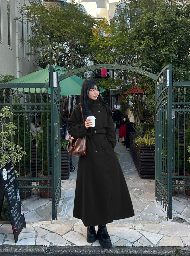 襟2Wayフェイクウールトレンチコート[ze845] | レディースファッション