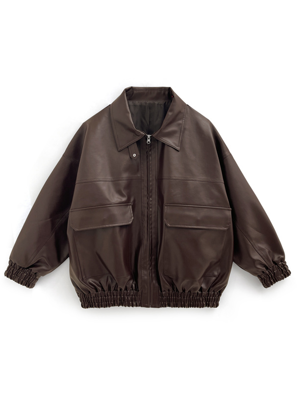 襟2Wayオーバーサイズレザーブルゾン[ze863] | レディースファッション