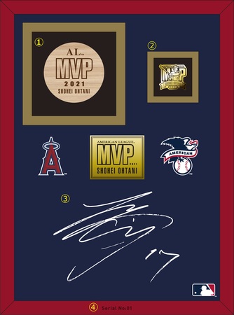 大谷翔平選手直筆サイン入り！2021 AL MVP獲得記念「純金プレート入り