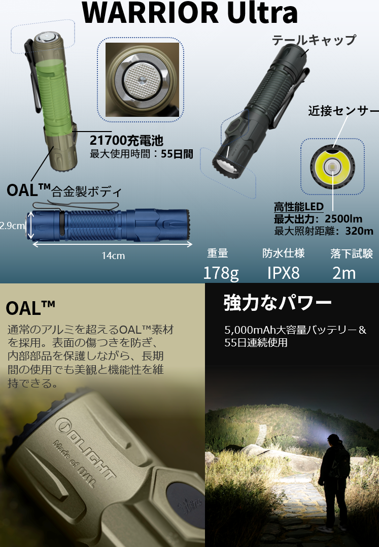 Warrior Ultra O-Aluminum合金 2500lm タクティカル - Olight Japan