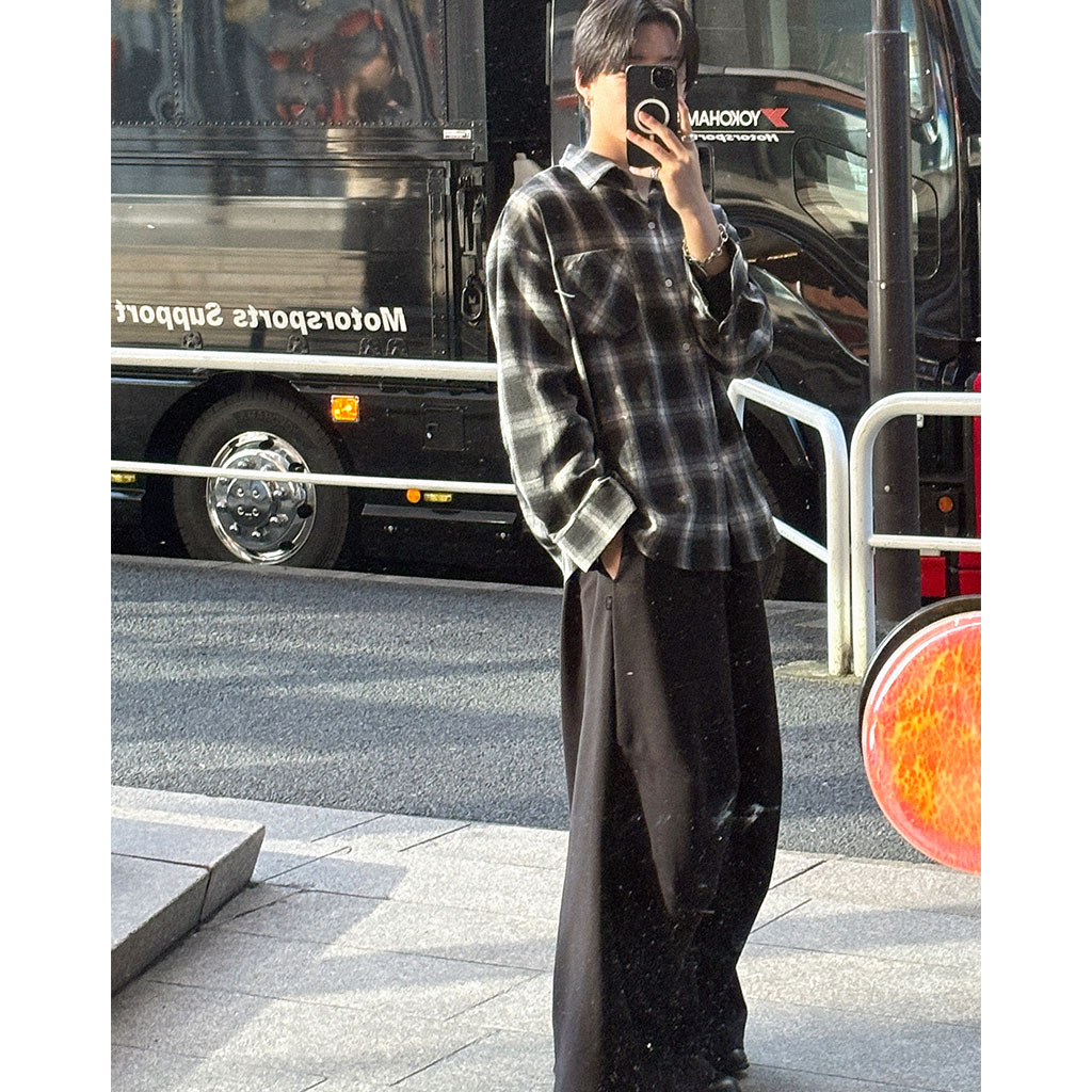 ユニセックス）オーバーフィットチェックシャツ | ファッション通販