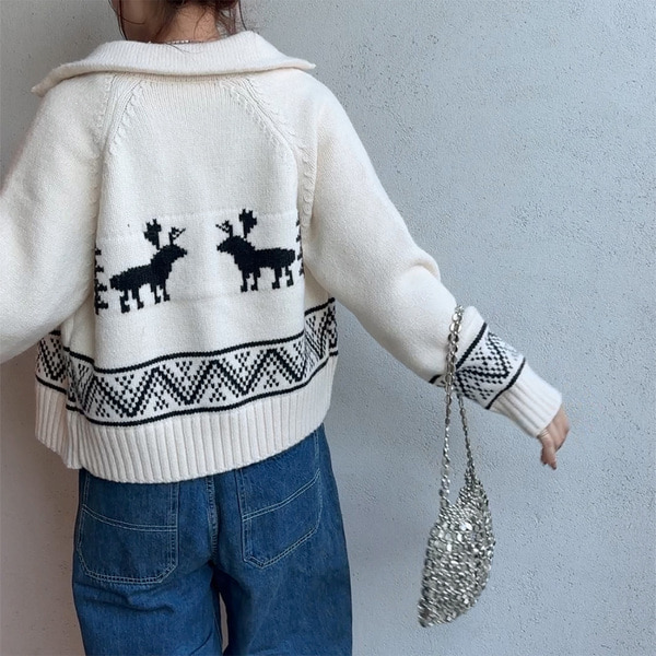 ノルディック柄ジップアップニット | ファッション通販サイト NUGU