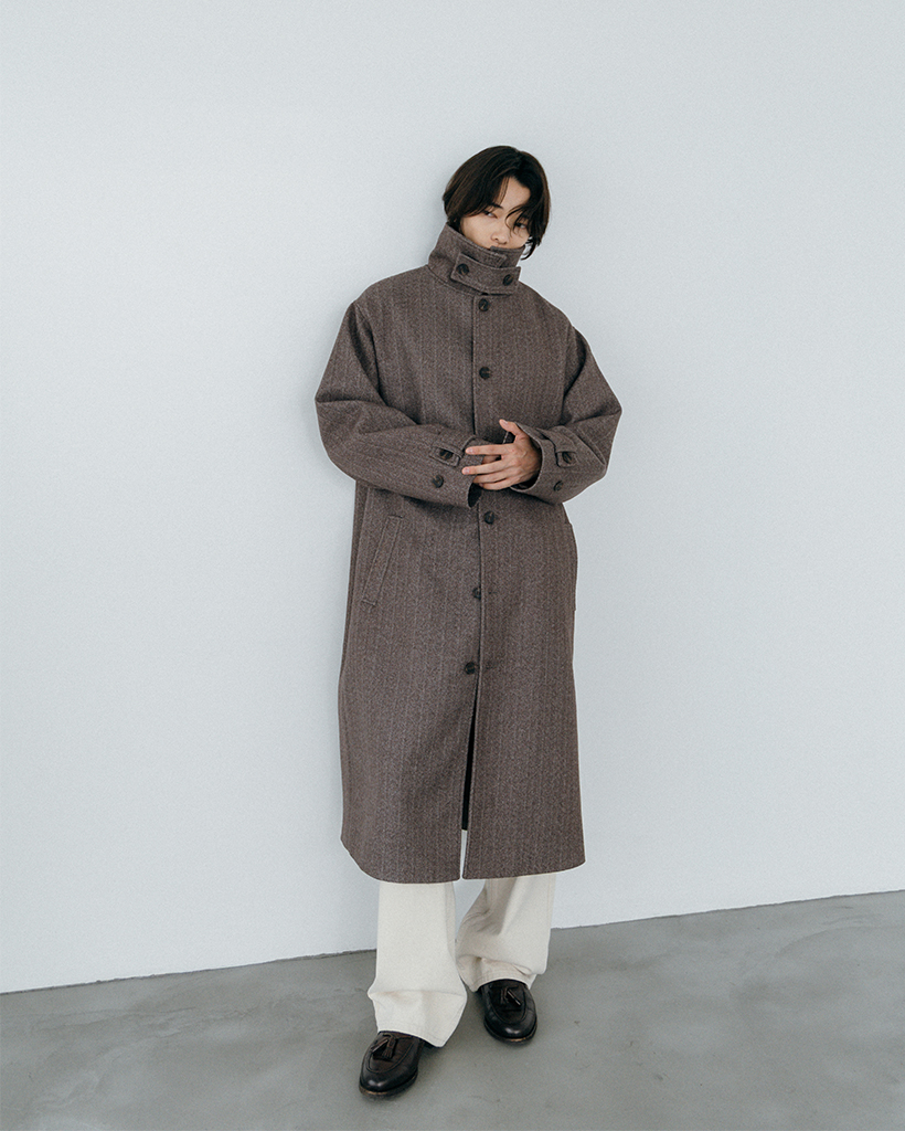 ORIGINAL) ヘリンボーンシングルロングコート (brown) | ファッション