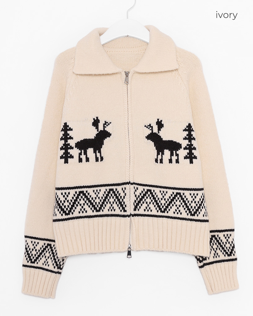 ノルディック柄ジップアップニット | ファッション通販サイト NUGU