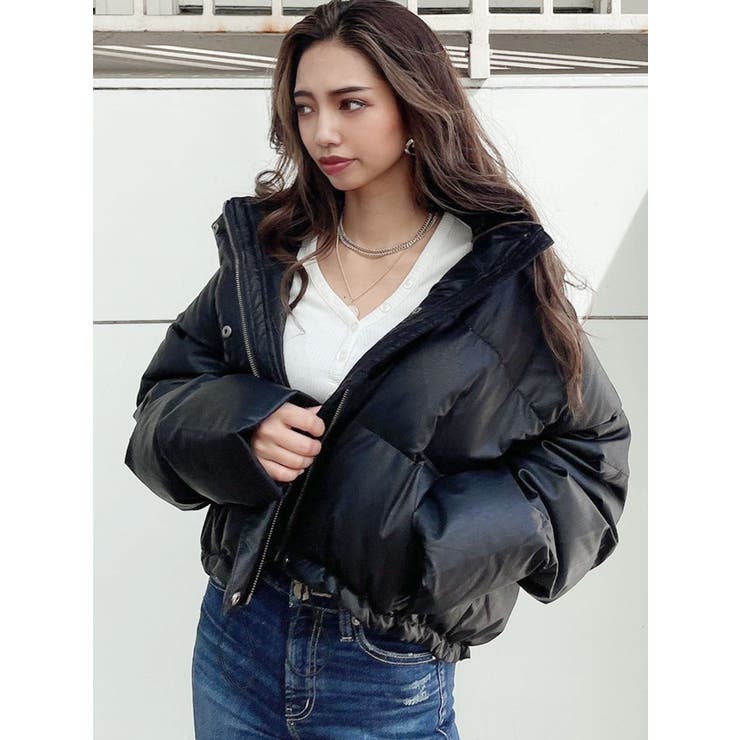 フェイクレザーショートダウンコート[品番：MKSW0039070]｜GYDA