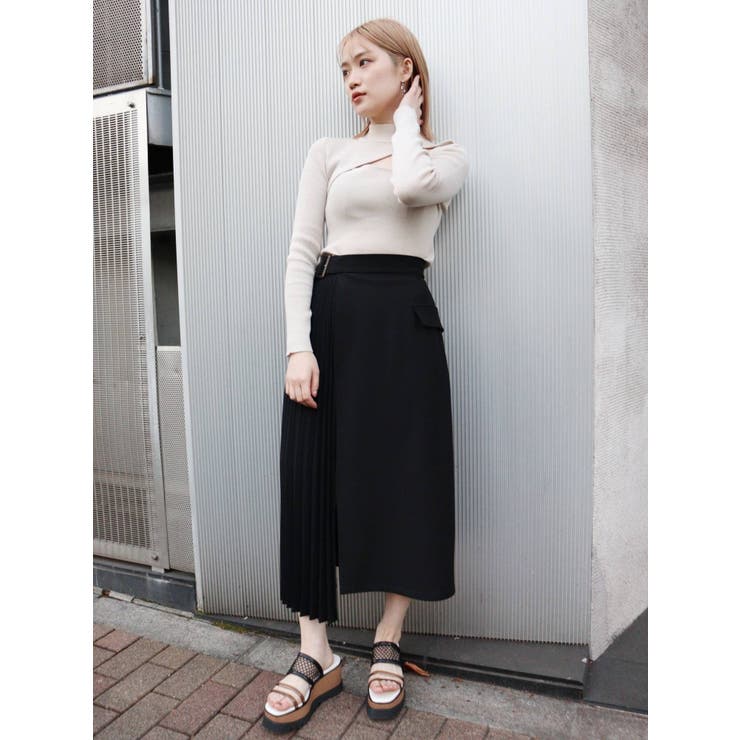 プリーツアシメラップスカート[品番：MKSW0042770]｜MURUA（ムルーア