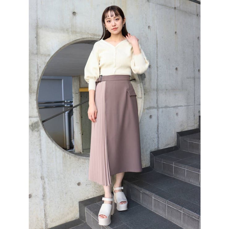 プリーツアシメラップスカート[品番：MKSW0042770]｜MURUA（ムルーア