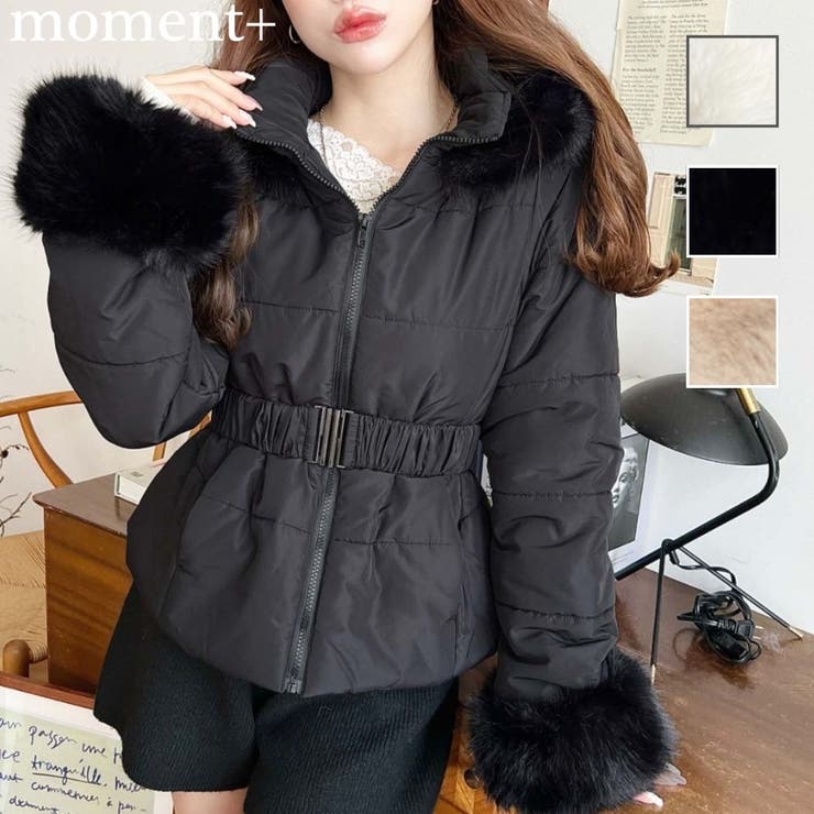 ベルト付きフードファーダウンジャケット[品番：ERMW0004046]｜moment+