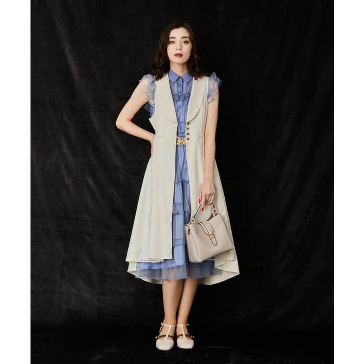 ジレ風ロングベスト[品番：IGAW0003891]｜axes femme（アクシーズ