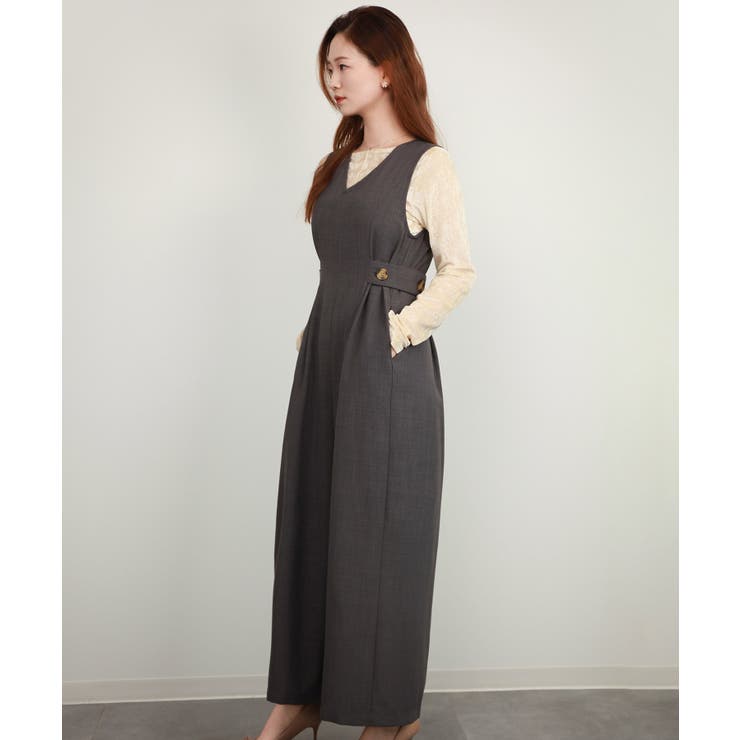 サイドボタン オールインワン サロペット[品番：DSSW0004948]｜DRESS+