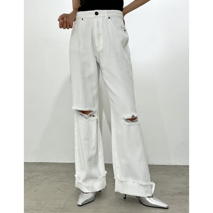 神山まりあさん着用][低身長サイズ有]コットンロールアップデニム