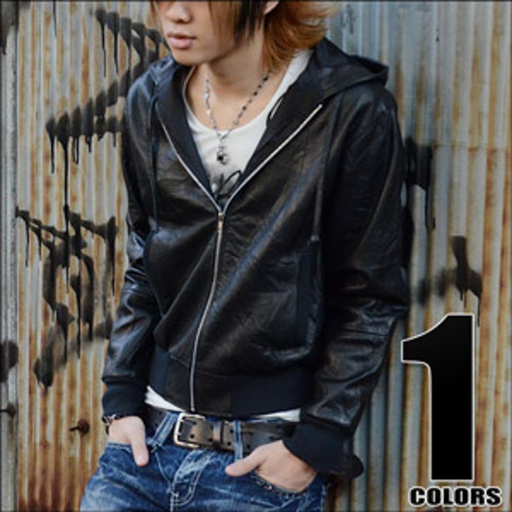 ◇フード付き本革ジャケット◇お兄系 Men s[品番：JG000004040