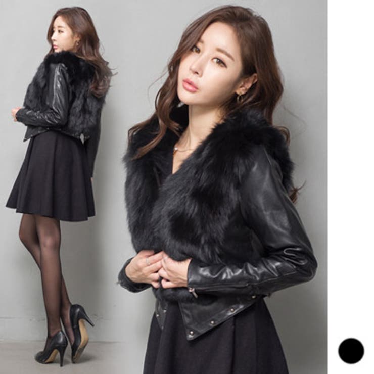 jk17771】ファーベストを重ね着したようなデザイン♪フォックスファー