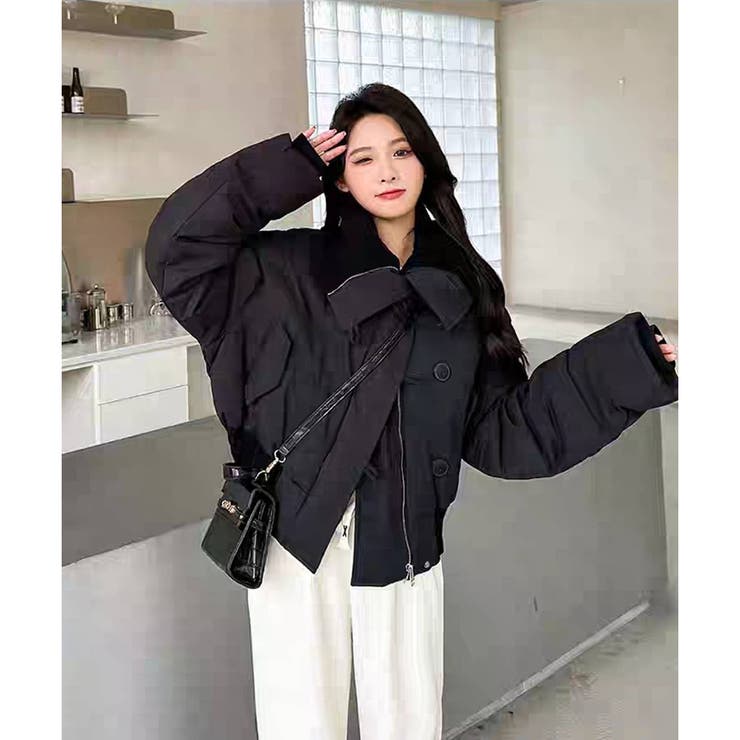 ボア襟 中綿 ショート丈ブルゾン ばっちり防寒 Y2K 韓国ファッション