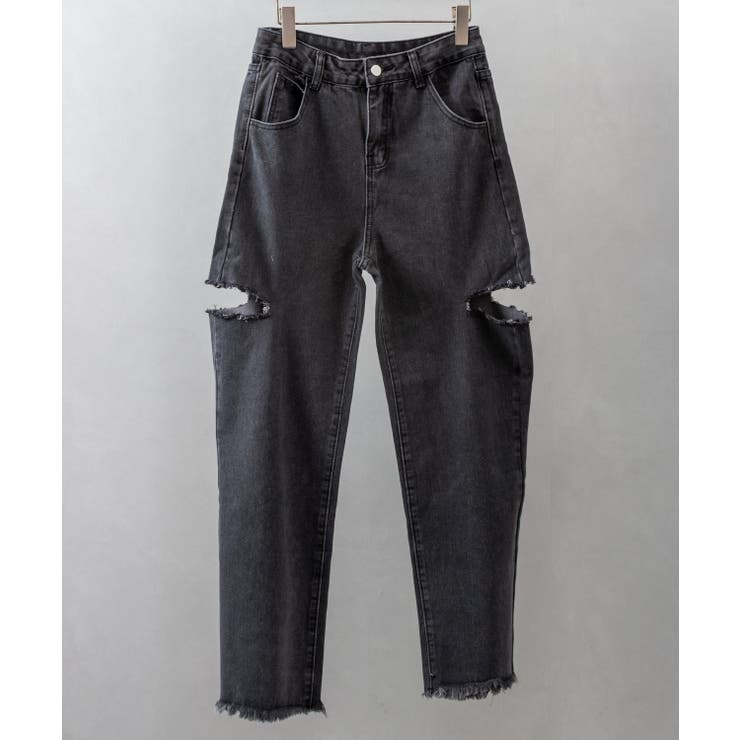サイドブロークンストレートデニムパンツ[品番：SPRW0009737]｜SpRay