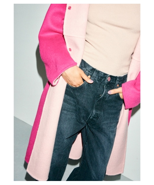 FRAY I.D（フレイアイディー）の「リバーシブルノーカラーリバーコート