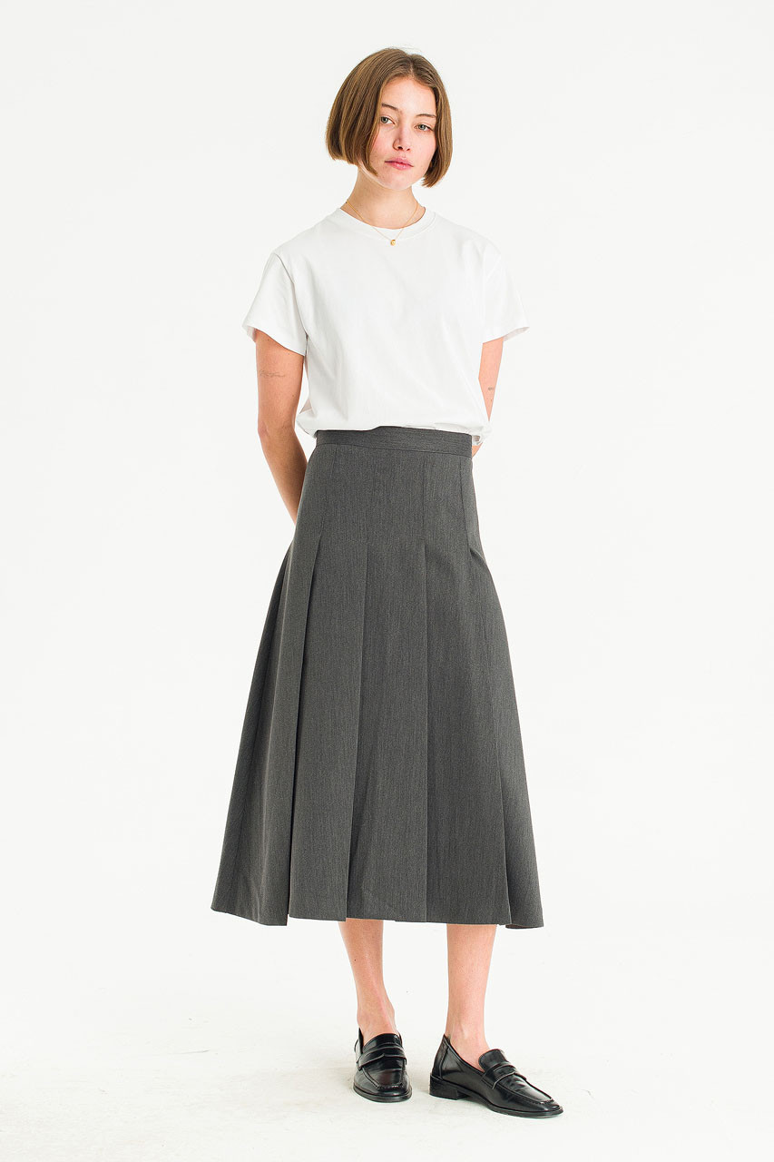 Lena Pleated Skirt, Grey