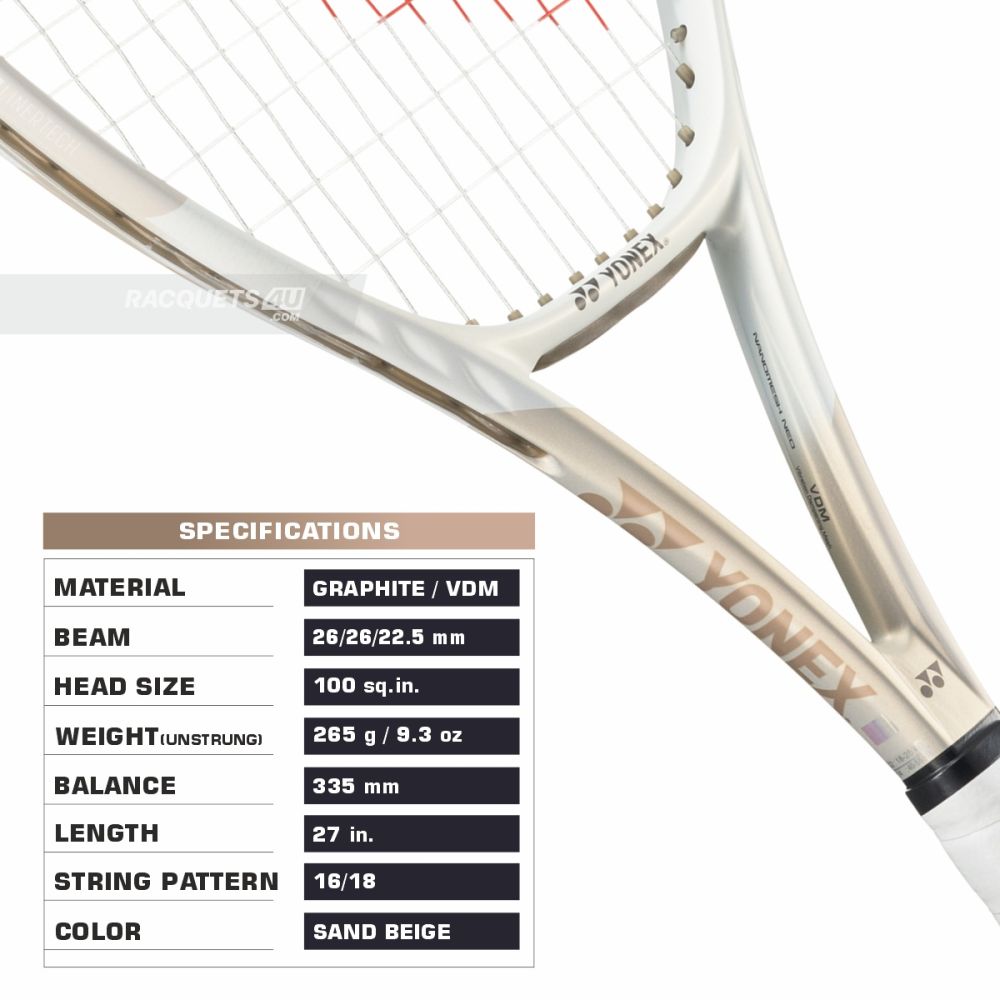 YONEX Vcore Game Tennis Racquet (Sand Beige, Strung)