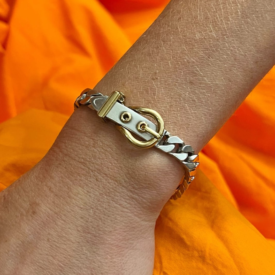 Hermes Boucle Sellier Silver Gold Link Bracelet – CDB Ltd