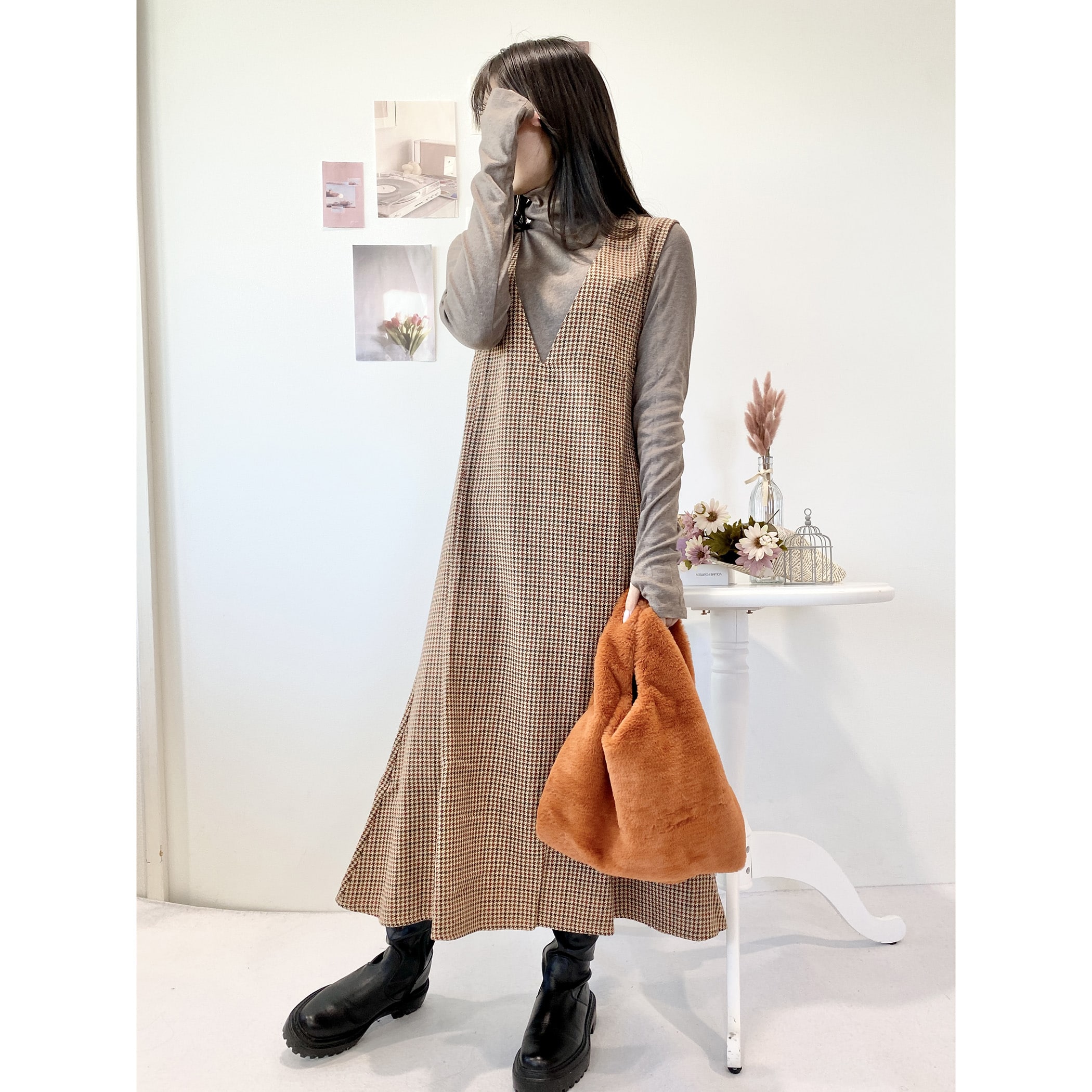 ガンクラブチェック両Vネックマーメイドワンピース｜ワンピース｜CECIL